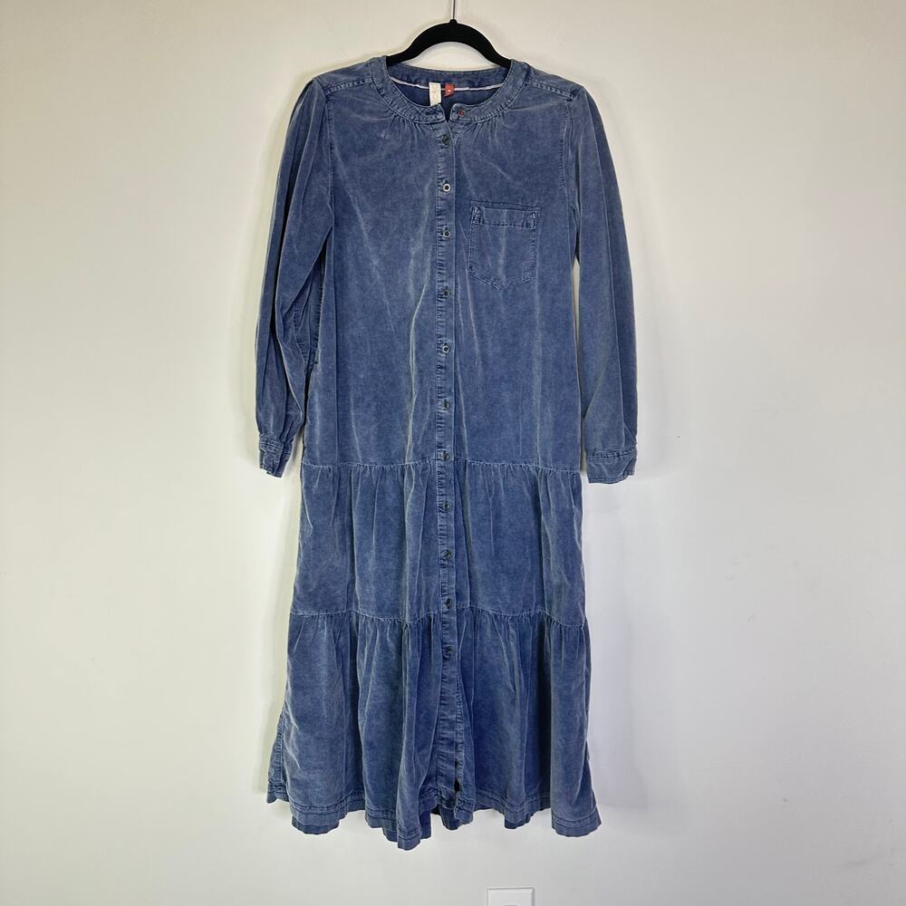 Anthropologie’s PILCRO Marta Tiered Corduroy MIDI Dress Blue Size XS